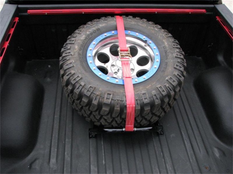 N-Fab Bed Mounted Rapid Tire Strap Universal - Gloss Black - Red Strap thumbnail 6
