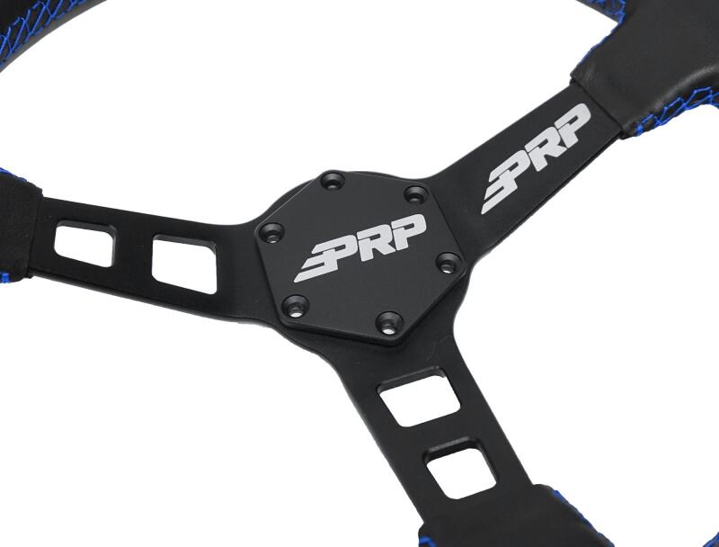 PRP Deep Dish Leather Steering Wheel - Blue