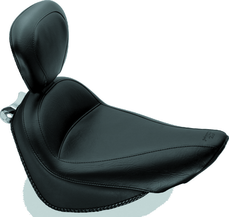 Mustang 00-15 Harley Softail Standard Rear Tire Standard Touring Solo Seat w/Driver Backrest - Black