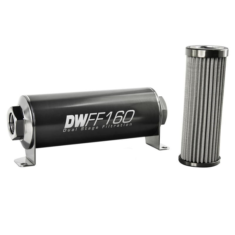 DeatschWerks Stainless Steel 10AN 100 Micron Universal Inline Fuel Filter Housing Kit (160mm) thumbnail 3