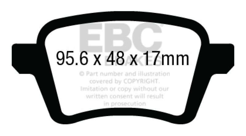 EBC 13+ Fiat 500L 1.4 Turbo Greenstuff Rear Brake Pads thumbnail 3