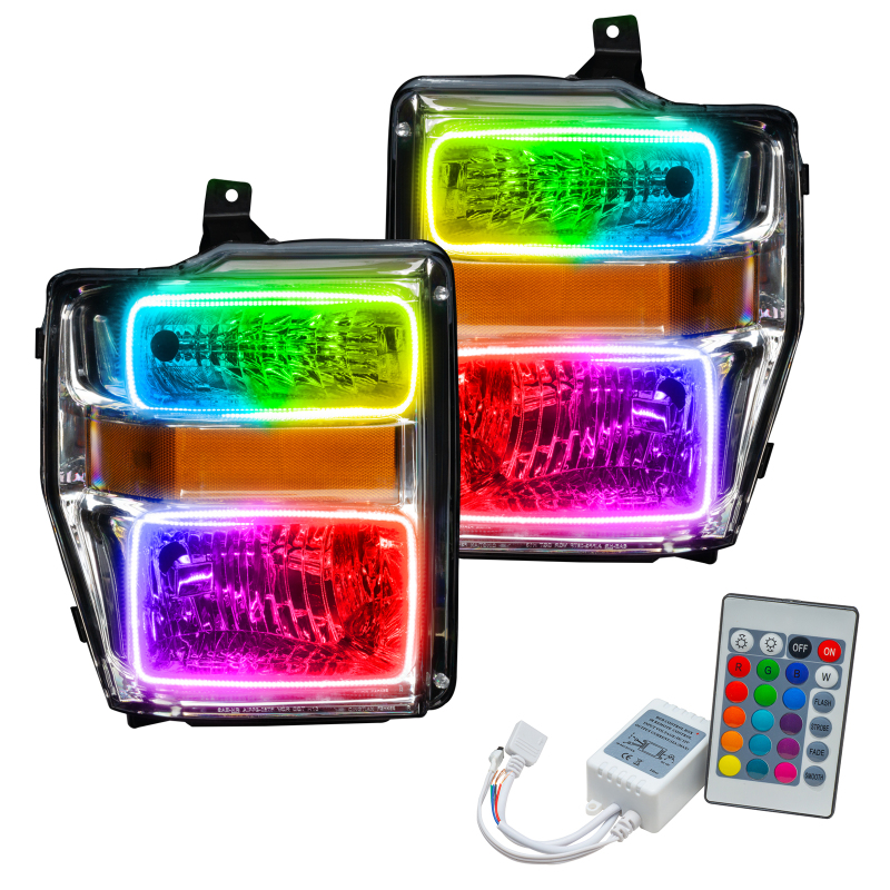 Oracle 08-10 Ford F250 Pre-Assembled Halo Headlights Chrome Housing- w/Simple Controller thumbnail 2