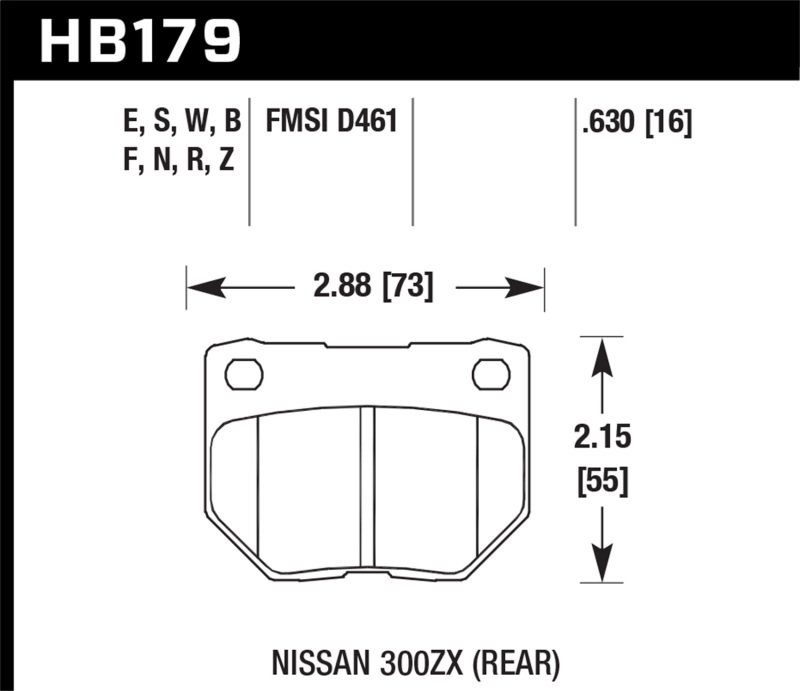 Hawk 2/1989-1996 Nissan 300ZX Base (Excl. Turbo) HPS 5.0 Rear Brake Pads thumbnail 5