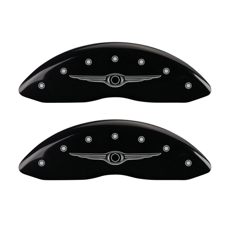 MGP 4 Caliper Covers Engraved Front & Rear Style 1/Chrysler Wing Black finish silver ch thumbnail 7