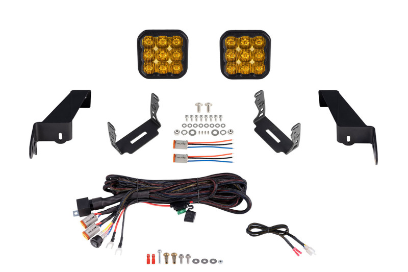Diode Dynamics 18-21 Jeep JL Wrangler SS5 Bumper LED Pod Light Kit - Sport Yellow Driving thumbnail 3