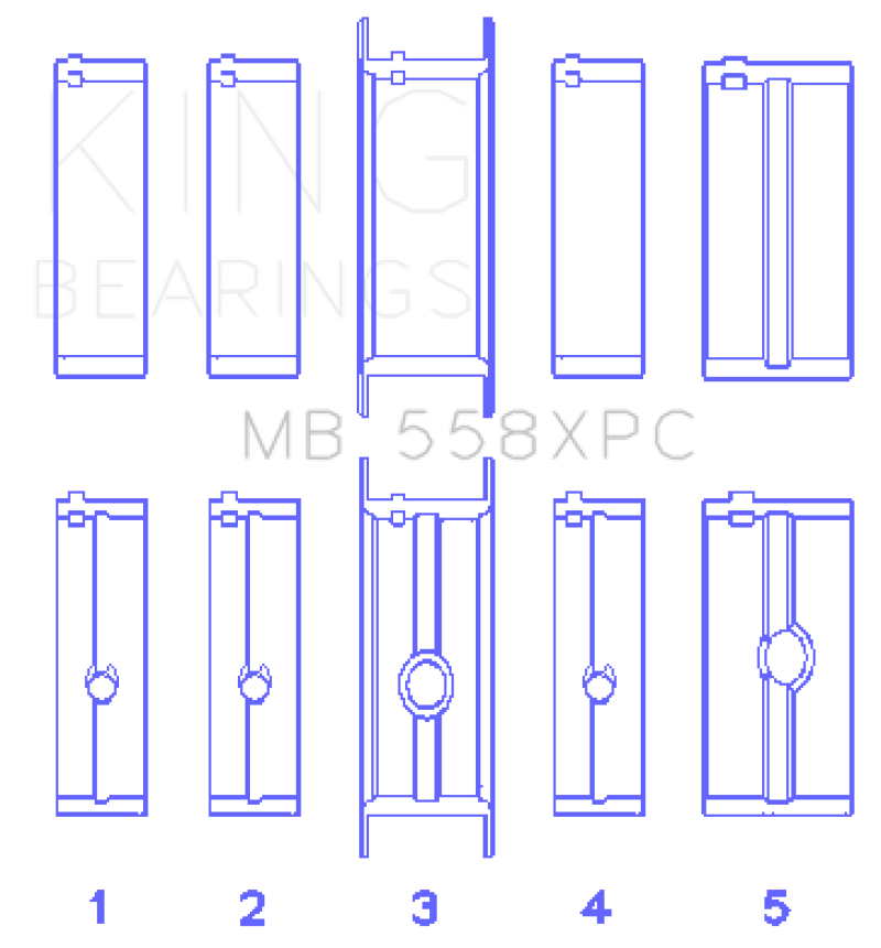 King Chrysler 273 / 301 / 313 / 318 / 340 (Size STDX Oversized) Crankshaft Main Bearing Set thumbnail 2