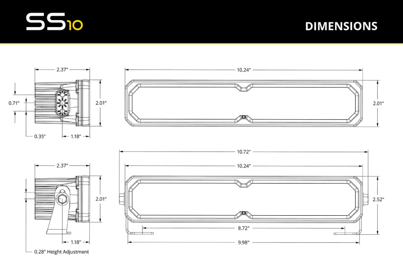 Diode Dynamics SS10 Sport Yellow Driving Standard ABL (one) thumbnail 6