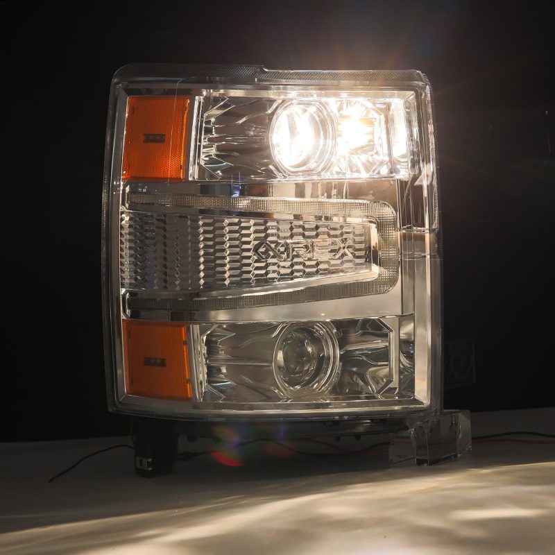AlphaRex 14-15 Chevy 1500 PRO-Series Projector Headlights Chrome w/Sequential Signal & DRL thumbnail 4