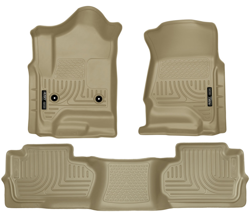 Husky Liners 14 Chevrolet Silverado/GMC Sierra Dbl Cab WeatherBeater Tan Front&2nd Seat Floor Liners thumbnail 6