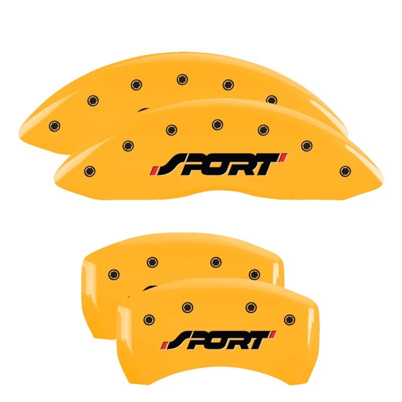MGP 4 Caliper Covers Engraved Front & Rear SPORT Yellow finish black ch thumbnail 7