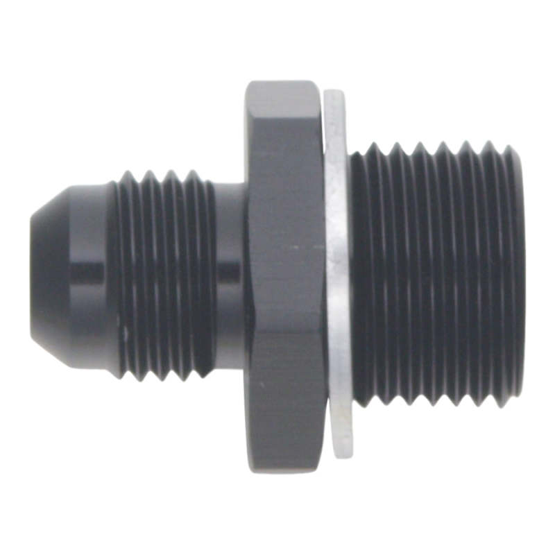 DeatschWerks 6AN Male Flare to M18 X 1.5 Male Metric Adapter (Incl Washer) - Anodized Matte Black thumbnail 2