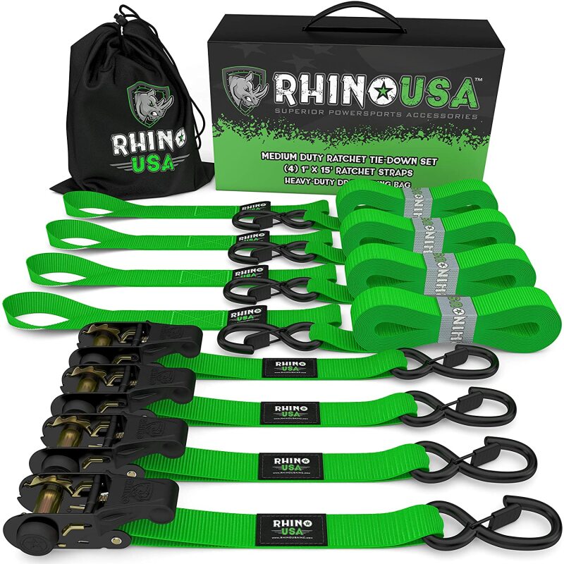 Rhino USA Medium Duty Ratchet Strap Tie-Down 4-Pack (Green)
Tie Strap