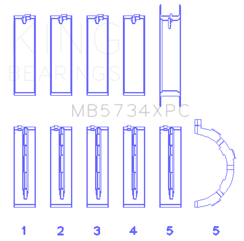King Engine Bearings Ford 302 CID Coyote (Size STD) Performance Coated Main Bearing Set - Size STD thumbnail 5