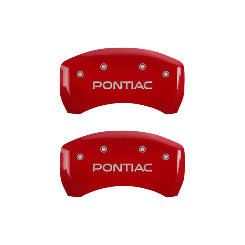 MGP 4 Caliper Covers Engraved Front & Rear Pontiac Red Finish Silver Char 2008 Pontiac G8 thumbnail 9