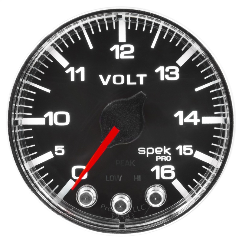 Autometer Spek-Pro Gauge Voltmeter 2 1/16in 16V Stepper Motor W/Peak & Warn Blk/Chrm thumbnail 9