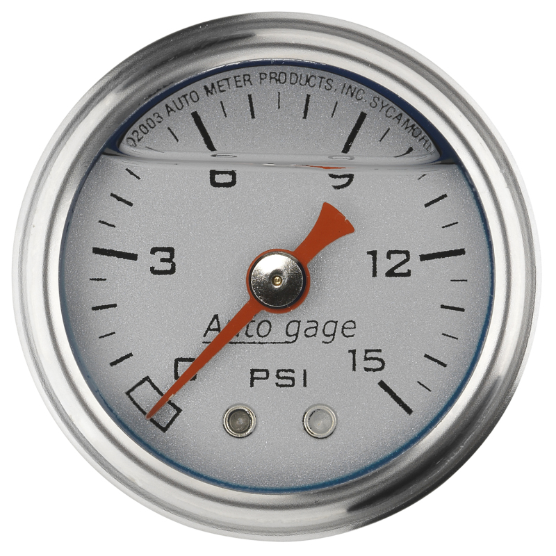 Autometer AutoGage 1.5in Liquid Filled Mechanical 0-15 PSI Fuel Pressure Gauge - Silver thumbnail 4