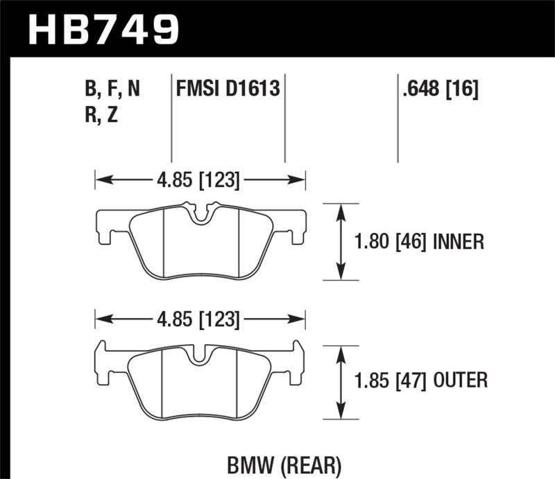 Hawk 13-14 BMW 328i/328i xDrive / 2014 428i/428i xDrive HPS 5.0 Rear Brake Pads thumbnail 4