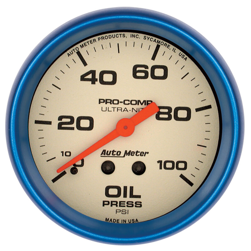 Autometer Ultra-Nite 66.7mm 0-100 PSI Mechanical Oil Pressure Gauge thumbnail 5