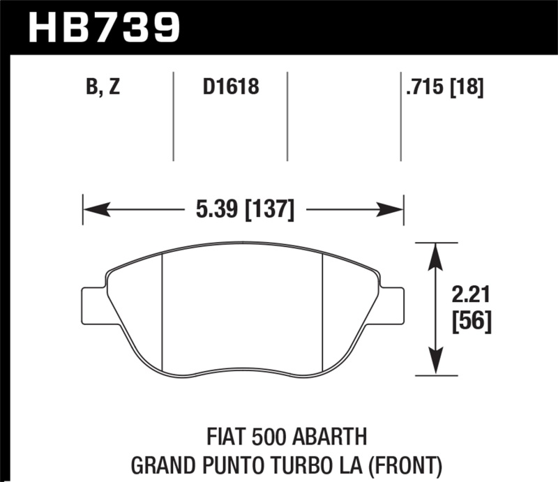 Hawk 2013 Fiat 500 Abarth Front HPS 5.0 Street Brake Pads thumbnail 4