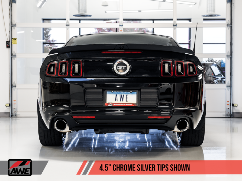 AWE Tuning S197 Mustang GT Axle-Back Exhaust - Track Edition (Chrome Silver Tips) thumbnail 2