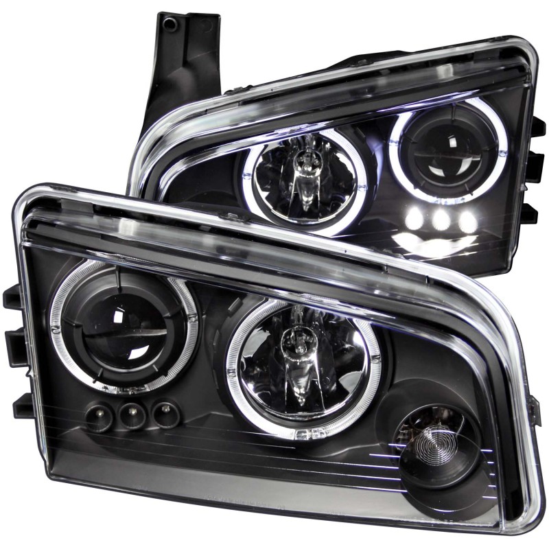 ANZO 2006-2010 Dodge Charger Projector Headlights w/ Halo Black thumbnail 6