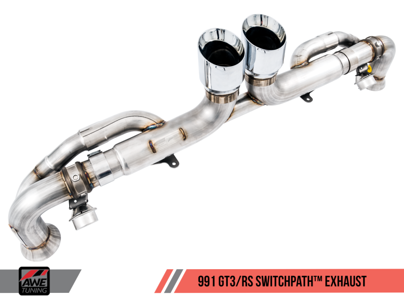 AWE Tuning Porsche 991 GT3 / RS SwitchPath Exhaust - Chrome Silver Tips thumbnail 9