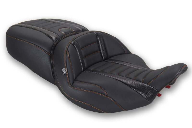 Mustang 23-26 Harley CVO Road Glide, Street Glide, ST Deluxe 1pc 2Up Blk w/Mandarin Orange Thread