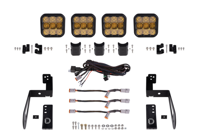 Diode Dynamics Jeep JK SS5 4-Pod CrossLink Grille Lightbar Kit Sport - Yellow Combo thumbnail 2