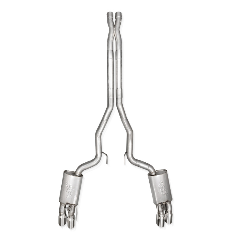 Stainless Works 2024 Mustang GT Catback Quad Tips Legend Sound X-Pipe Factory Connect Exhaust thumbnail 2