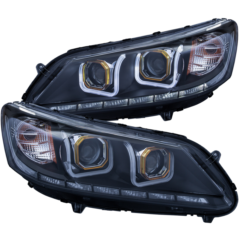 ANZO 2013-2015 Honda Accord (4dr ONLY) Projector Headlights w/ U-Bar Black thumbnail 7