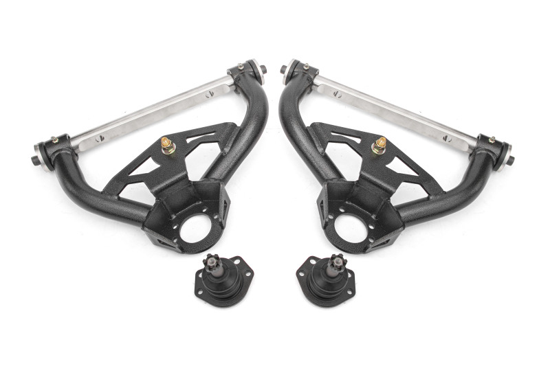 BMR 78-87 GM G-Body Non-Adjustable Upper A-Arms Delrin Std Ball Joint - Black Hammertone thumbnail 2