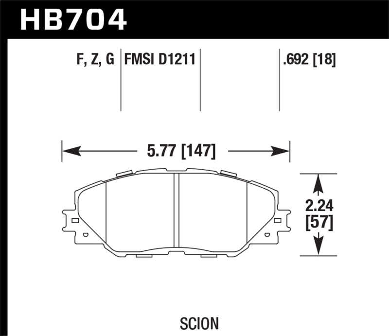 Hawk 09-10 Pontiac Vibe 2.4L / 11-12 Scion tC HPS Front Street Brake Pads thumbnail 4