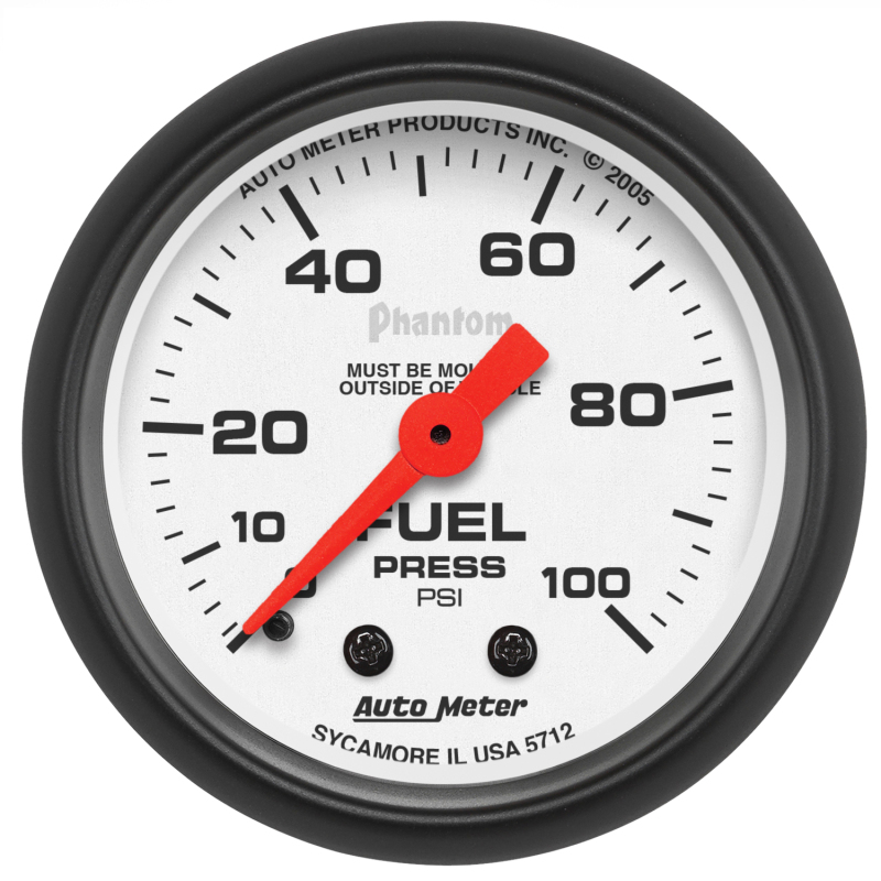 Autometer Phantom 52mm 100 PSI Mechanical Fuel Pressure Gauge