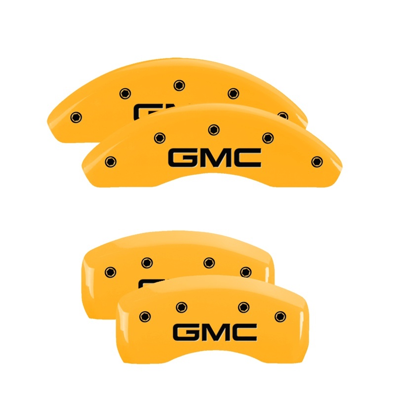 MGP 4 Caliper Covers Engraved Front & Rear GMC Yellow finish black ch thumbnail 7