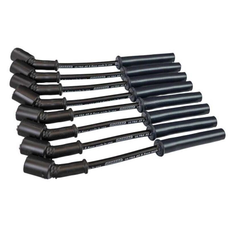 Moroso GM LS 5.7L/6.0L/6.2L/7.0L Ultra40 8.5mm Multi-Angle Boot Ignition Spark Plug Wire Set - Black