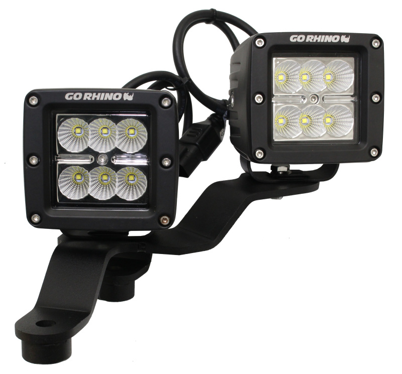 Go Rhino 18-20 Jeep Wrangler JL/JLU/Gladiator JT Light Mount - Two 3in Cubes Offset thumbnail 3