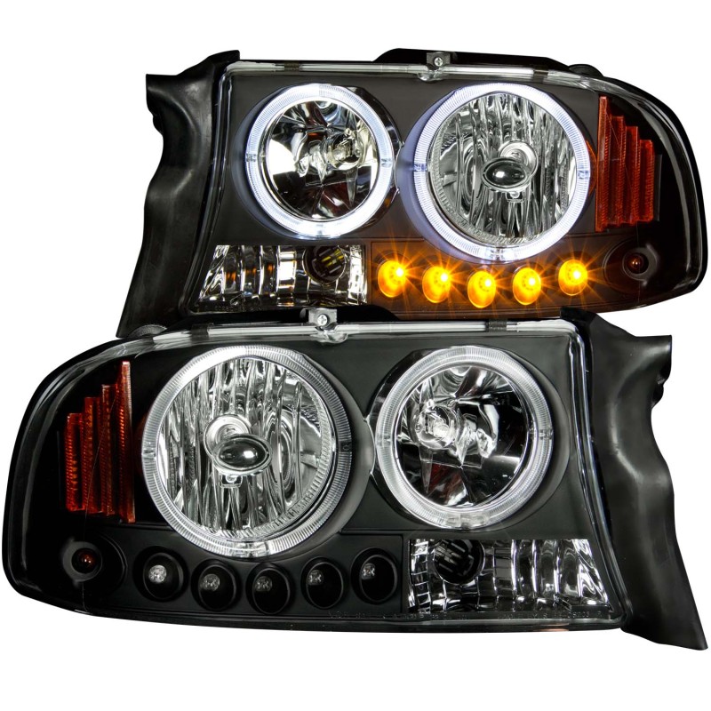 ANZO 1997-2004 Dodge Dakota Projector Headlights w/ Halo Black 1 pc thumbnail 6