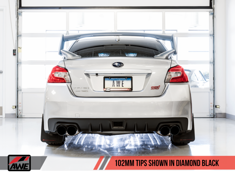 AWE Tuning Subaru STI VA / WRX GV / STI GV Sedan Touring Edition Exhaust - Diamond Black Tip (102mm) thumbnail 5