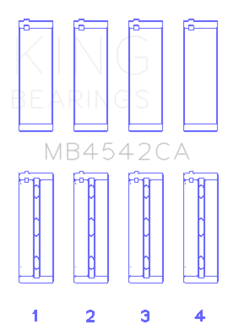 King Nissan VQ20DE, VQ25DD, VQ30DE/DD/DET, VQ35DE (Size Standard) Crankshaft Main Bearing (Set of 4) thumbnail 3