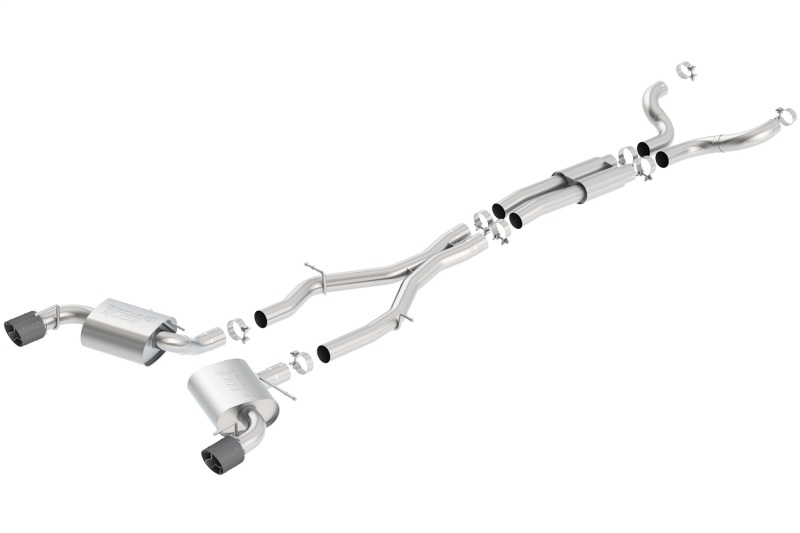 Borla 16-17 Chevy Camaro 6.2L 4.5in Carbon Fiber Tips Single Split Exit S-Type Catback Exhaust thumbnail 6