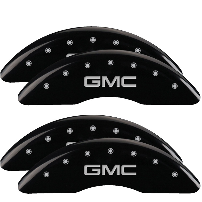 MGP 4 Caliper Covers Engraved Front & Rear Style 1/Chrysler Wing Black finish silver ch thumbnail 5