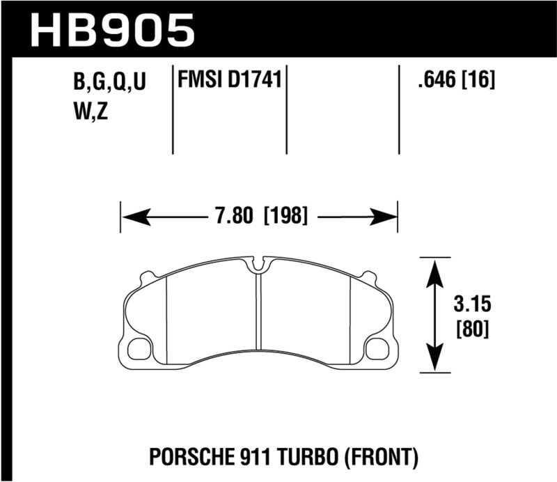 Hawk 14-18 Porsche 911 DTC-70 Front Race Brake Pads thumbnail 2
