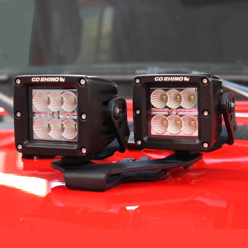 Go Rhino 18-20 Jeep Wrangler JL/JLU/Gladiator JT Light Mount - Two 3in Cubes thumbnail 4