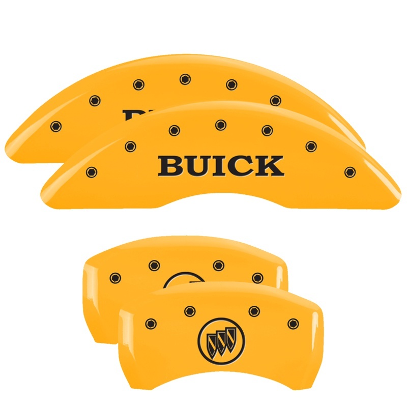 MGP 4 Caliper Covers Engraved Front Buick Rear Yellow Finish Black Char 2018 Buick Enclave thumbnail 3