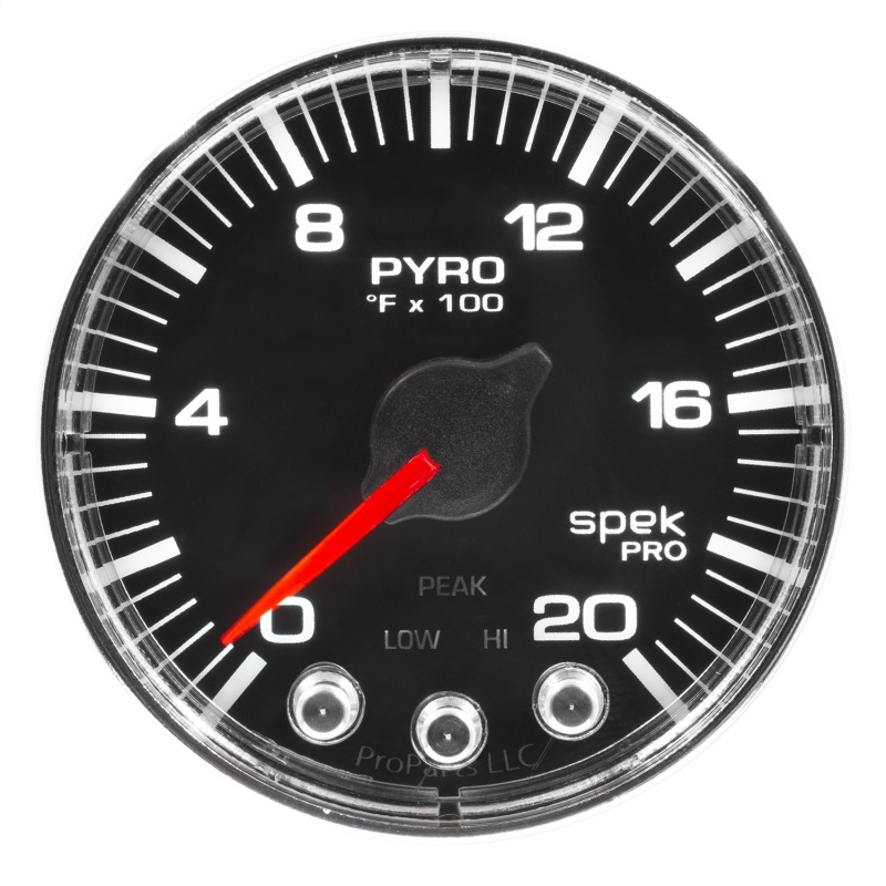 Autometer Spek-Pro Gauge Pyro. (Egt) 2 1/16in 2000f Stepper Motor W/Peak & Warn Blk/Chrm thumbnail 9