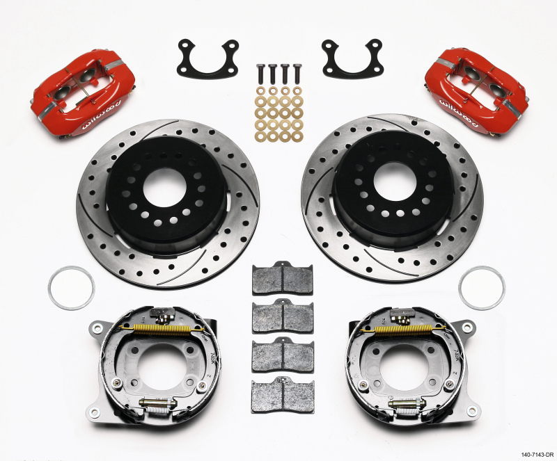 Wilwood Forged Dynalite P/S Park Brake Kit Drilled Red Small Ford 2.66in Offset