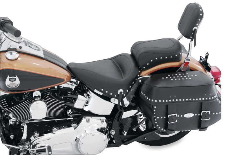 Mustang 00-15 Harley Softail Standard Rear Tire Wide Touring Passenger Seat w/Studs - Black