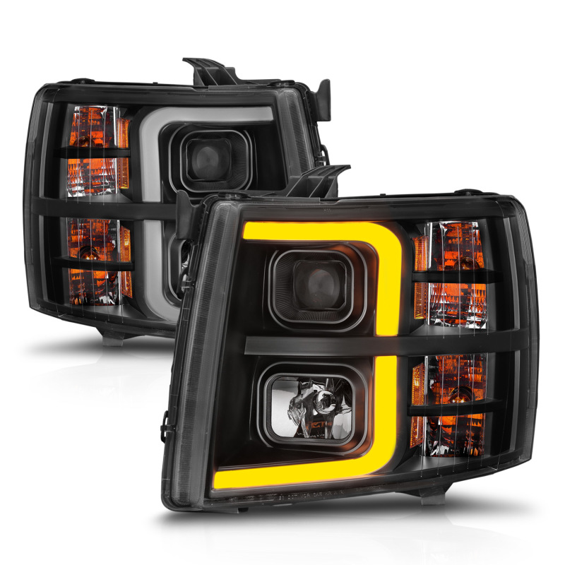 ANZO 2007-2013 Chevrolet Silverado 1500 Projector w/ Light Bar Black Housing w/ Sequential thumbnail 8