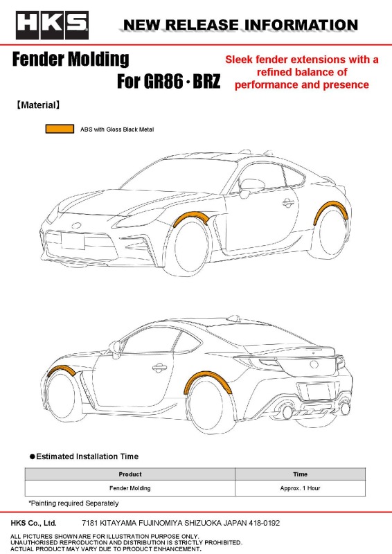 HKS 2022+ Toyota GR86 / Subaru BRZ Fender Molding Kit thumbnail 9