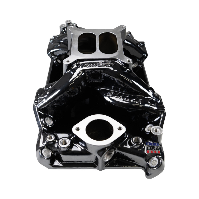 Edelbrock Performer RPM Air-Gap Intake Manifolds 7576-BP Manifold, Air Gap, Dual Plane, Aluminum, Black Plasma Coated, Square Bore, Mopar, Small Block, Each thumbnail 6